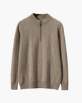 100% Cashmere Ribbed Half Zip - Old Money